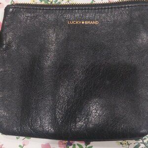 Lucky brand  leather small black cosmetic  bag